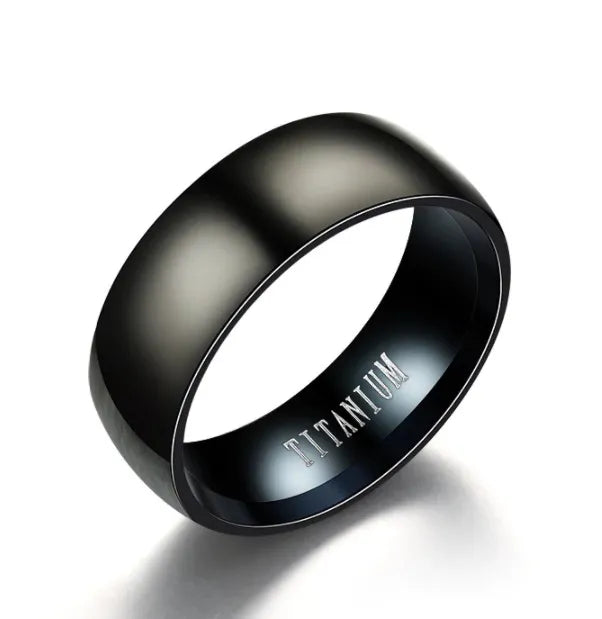 Anel Masculino Preto Titânio 8mm
