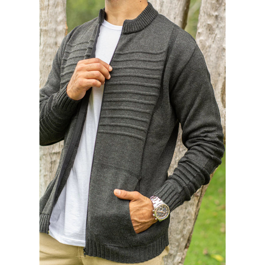 Jaqueta Masculina Casaco Lã Blusa De Frio Inverno Tricô Com Bolsos