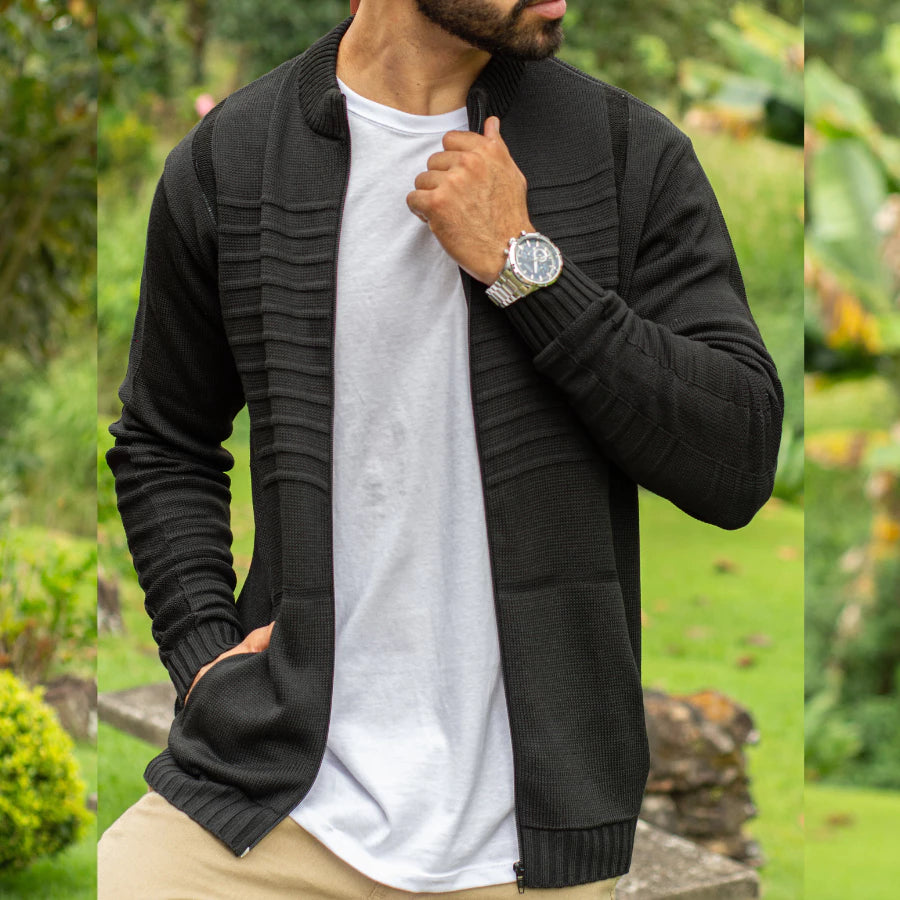 Jaqueta Masculina Casaco Lã Blusa De Frio Inverno Tricô Com Bolsos