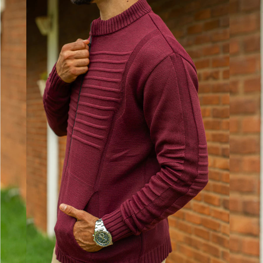 Jaqueta Masculina Casaco Lã Blusa De Frio Inverno Tricô Com Bolsos