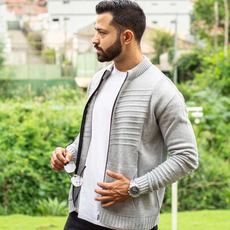 Jaqueta Masculina Casaco Lã Blusa De Frio Inverno Tricô Com Bolsos