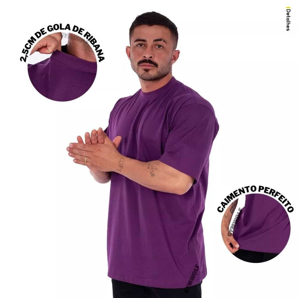 Camiseta Oversized Streetwear Masculina Gola Alta