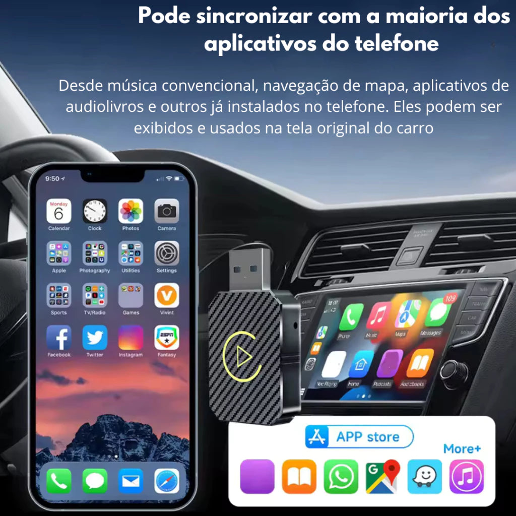 Adaptador de Carplay/Android Auto Sem FIO