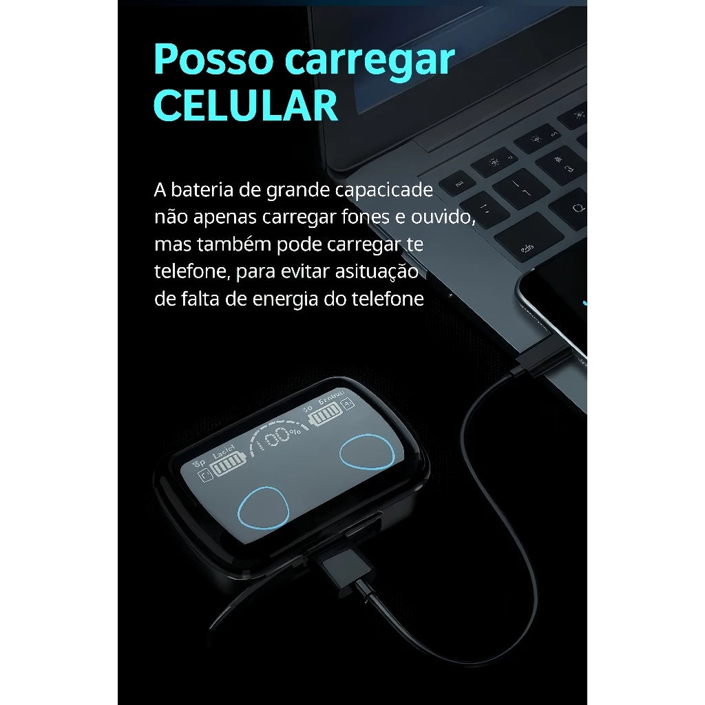 Fone M10 De Ouvido bluetooth Carregador Power Bank