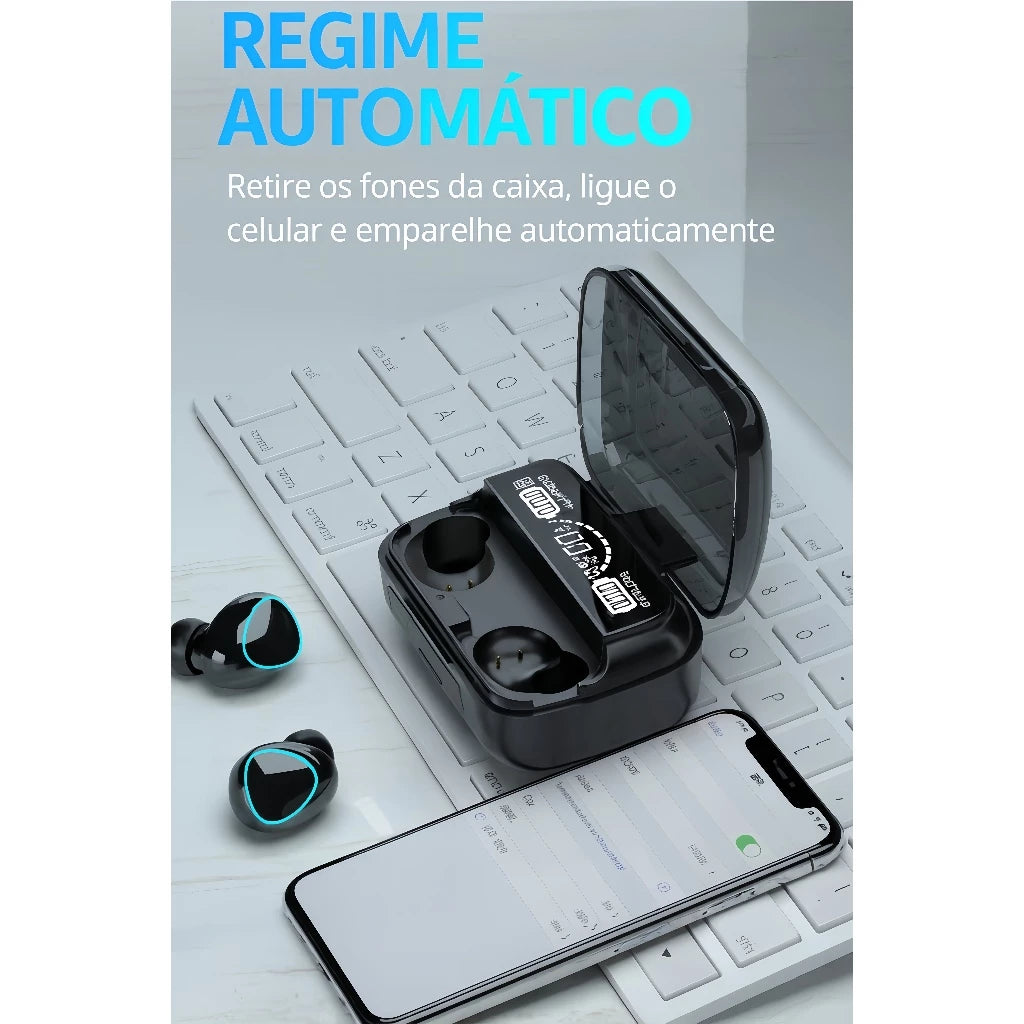 Fone M10 De Ouvido bluetooth Carregador Power Bank