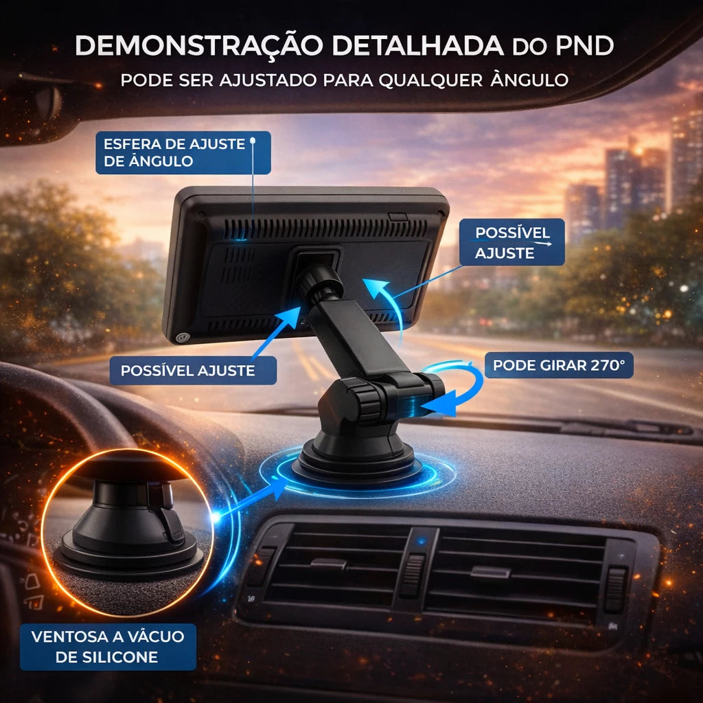 Tela central Multimídia Universal 7" CarPlay Android iOS • Bluetooth • GPS • Espelhamento Celular