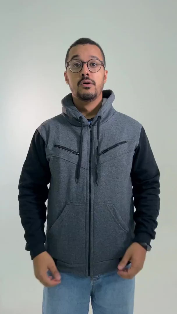 Casaco com Ziper e Capuz Moletom Unissex